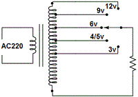 نماد ترانسفورماتور با یک ورودی و چند خروجی متفاوت,induction-parts